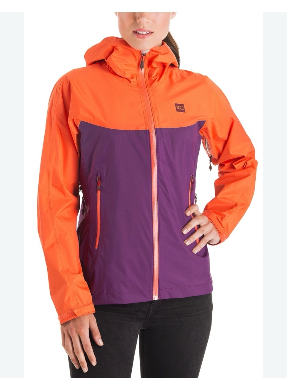 MEC Women's Orange and Purple Hooded Shell Jacket